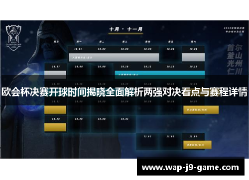 欧会杯决赛开球时间揭晓全面解析两强对决看点与赛程详情 欧会杯决赛开球时间揭晓全面解析两强对决看点与赛程详情
